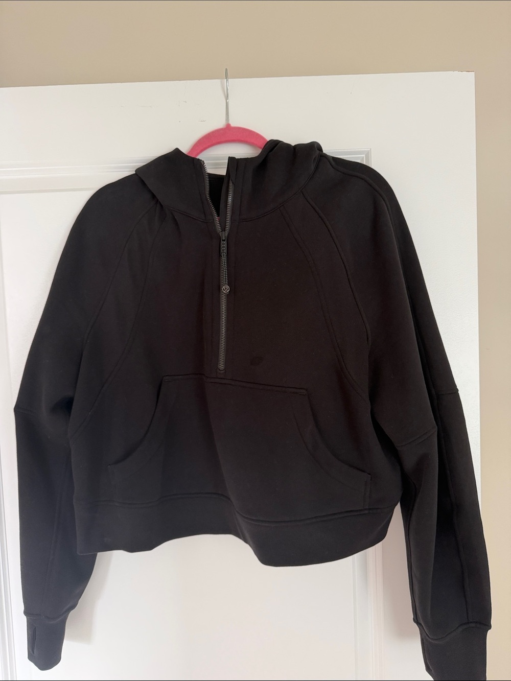 LuLuLemon Scuba Cropped Black Half-Zip Hooded Women's Sweater